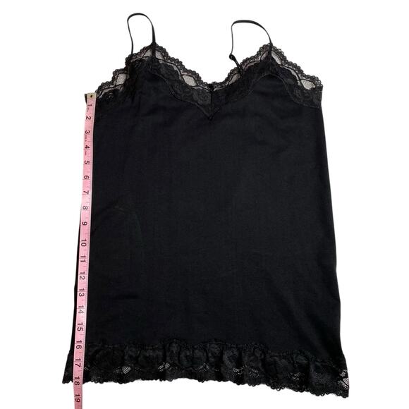 Vintage Bongo Y2K Cami Black Lace Trim Fitted Tank Top Size Large Elena Gilbert - Picture 10 of 10